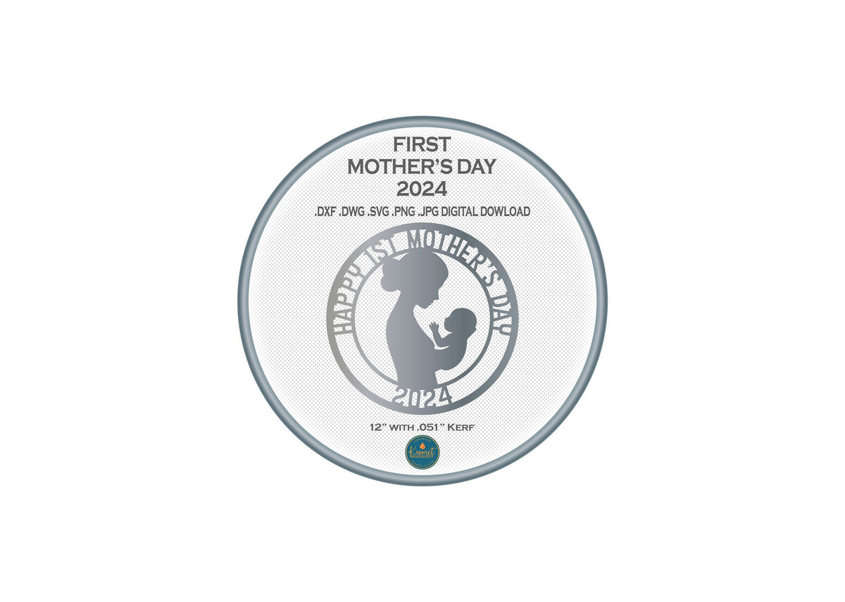 First Mother's Day 2024 Sign DXF/SVG design preview with file details