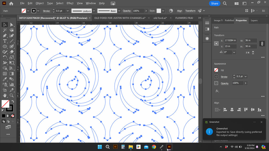 Rose Pattern Railing Panel vector paths in design software (photo 7)