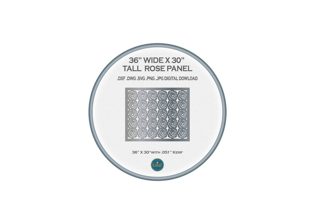 Rose Pattern Railing Panel DXF/SVG design preview with file details