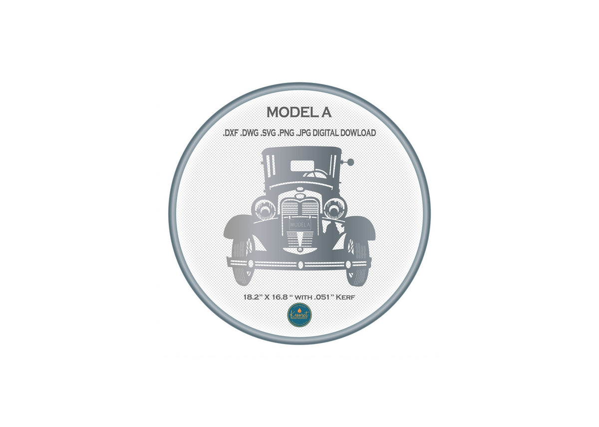 Model A Vintage Car Sign DXF/SVG design preview with file details
