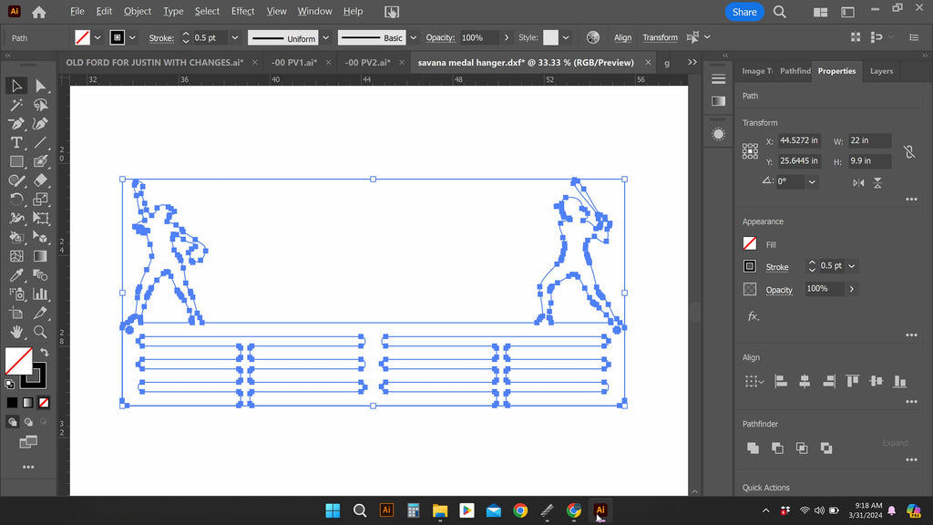 Softball Medal Hanger vector paths in design software (photo 4)
