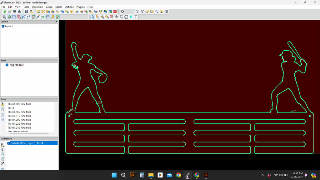 Softball Medal Hanger vector paths in design software (photo 8)