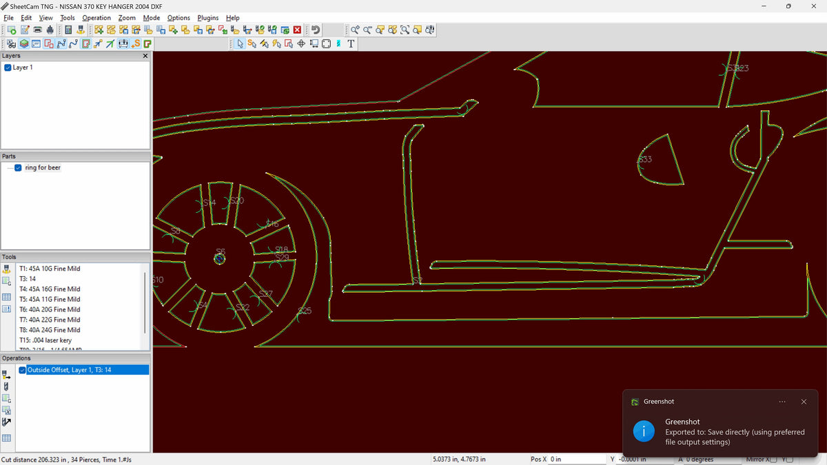 Nissan 370Z Key Hanger vector paths in design software (photo 10)