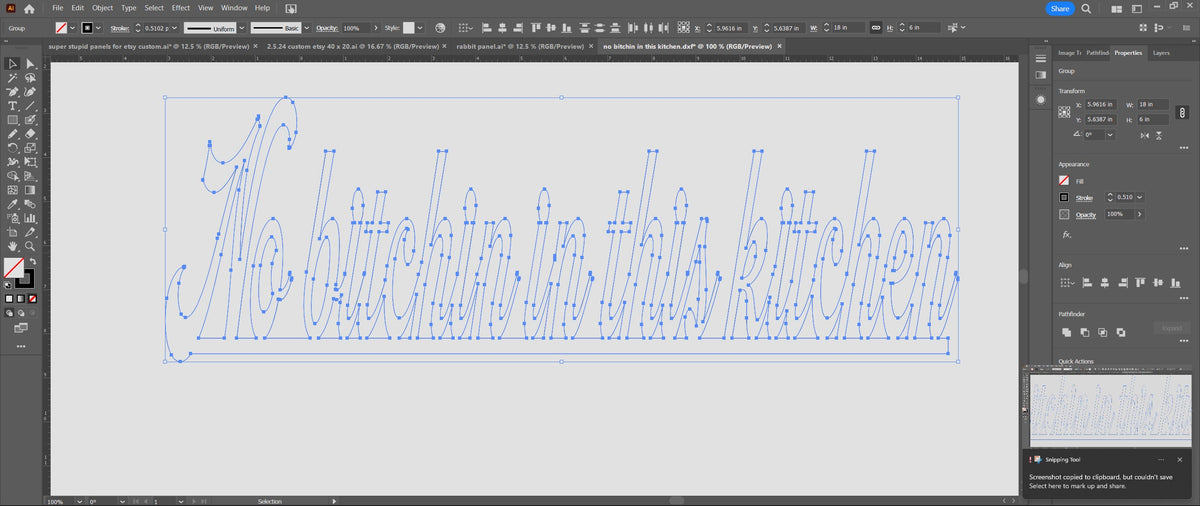 No Bitchin' in This Kitchen vector paths in design software (photo 10)