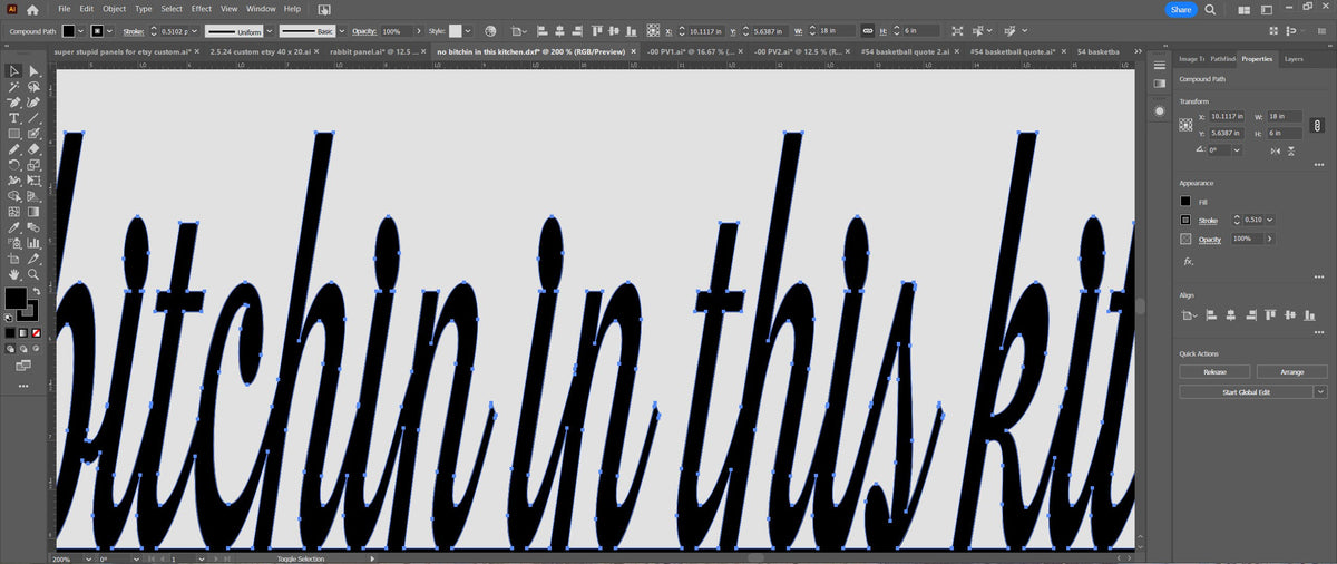 No Bitchin' in This Kitchen vector paths in design software (photo 9)