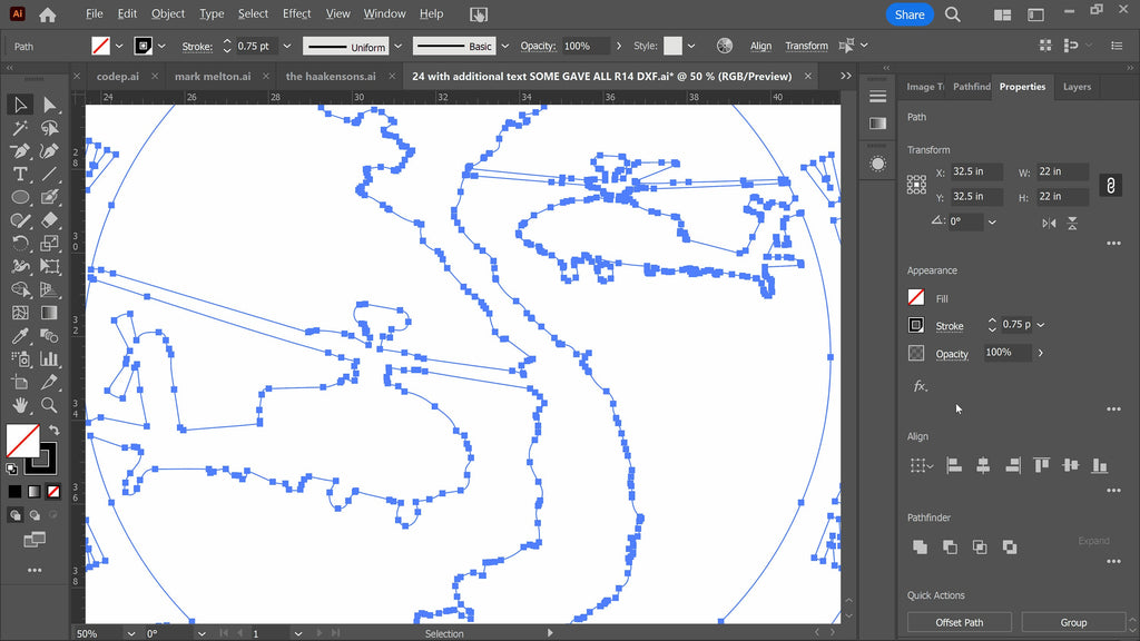 Vietnam Some Gave All Memorial vector paths in design software (photo 3)