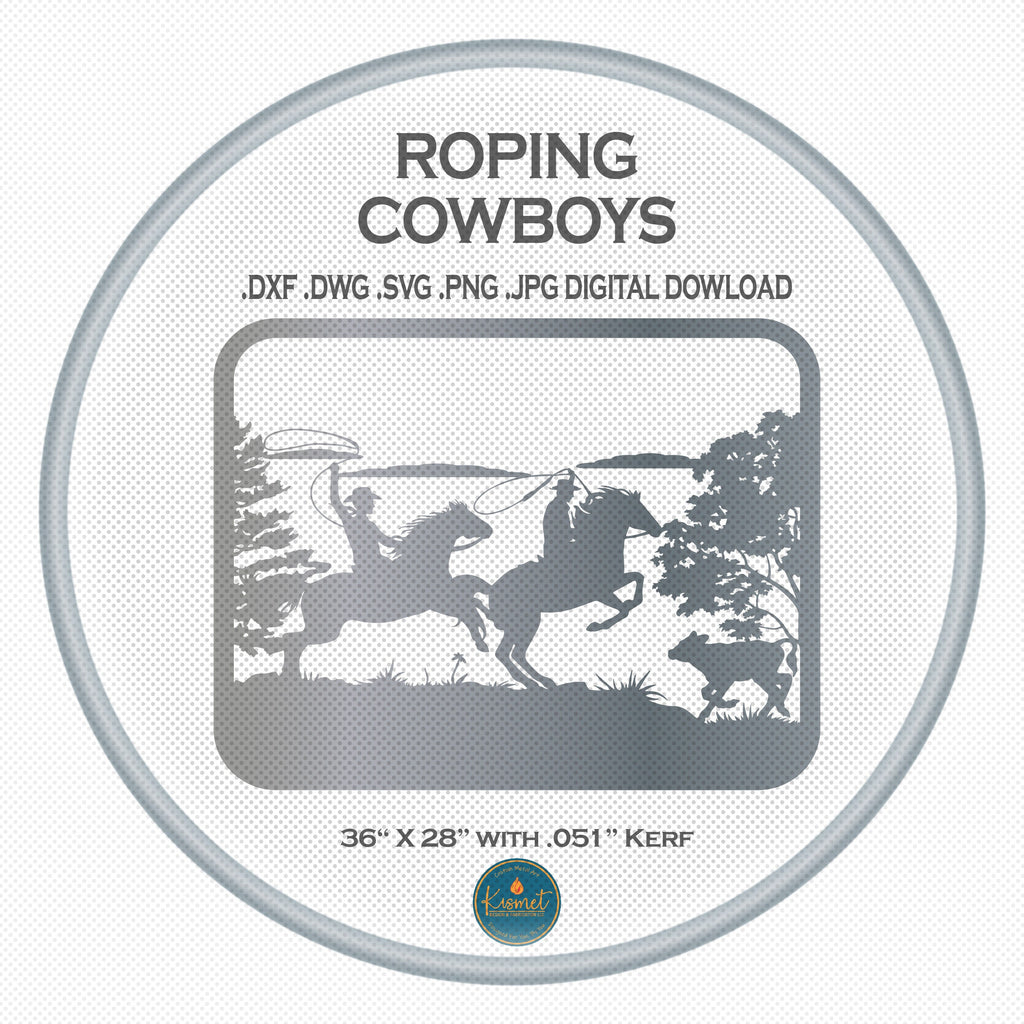 Roping Cowboys Horse Scene DXF/SVG design preview with file details (photo 3)
