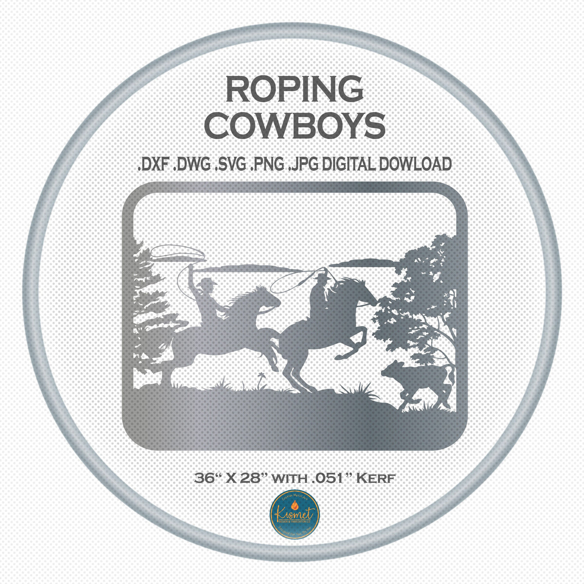 Roping Cowboys Horse Scene DXF/SVG design preview with file details (photo 3)