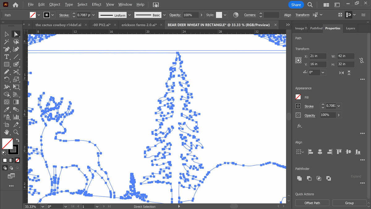Bear Deer Wheat Farm Panel vector paths in design software (photo 6)