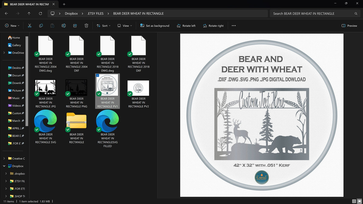 Bear Deer Wheat Farm Panel vector paths in design software (photo 3)