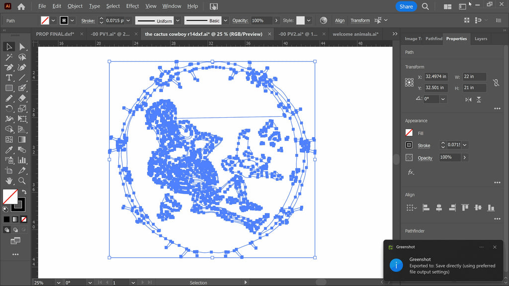 Skeleton Cowboy Barbed Wire Sign vector paths in design software (photo 6)