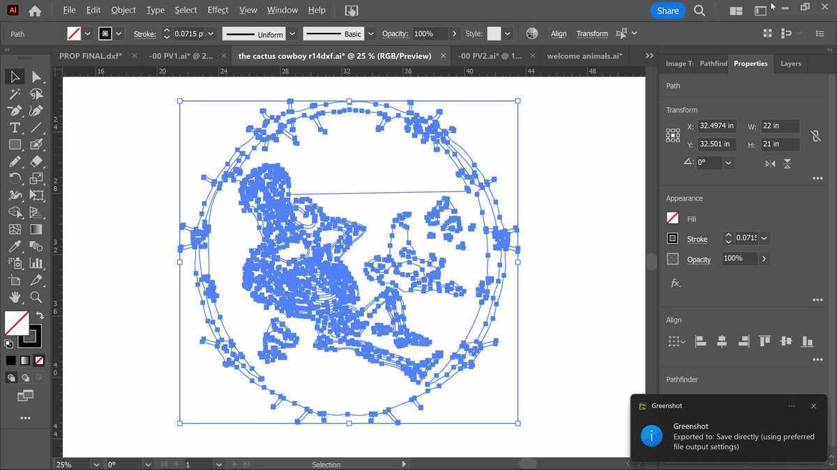 Skeleton Cowboy Barbed Wire Sign vector paths in design software (photo 6)