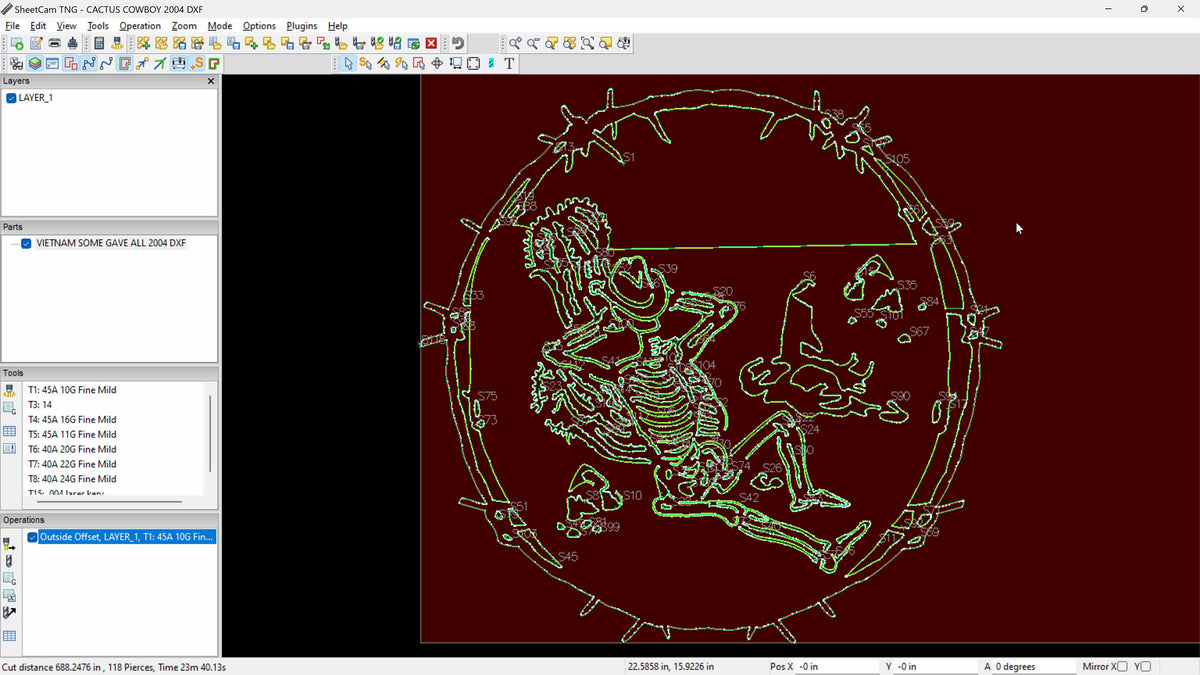 Skeleton Cowboy Barbed Wire Sign vector paths in design software (photo 8)