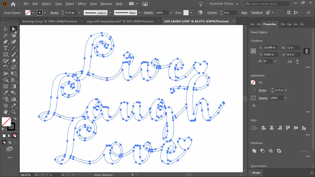 Live Laugh Love Script Sign vector paths in design software (photo 8)