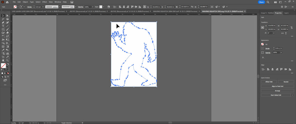 Giant 8 ft Waving Sasquatch Silhouette vector paths in design software (photo 8)