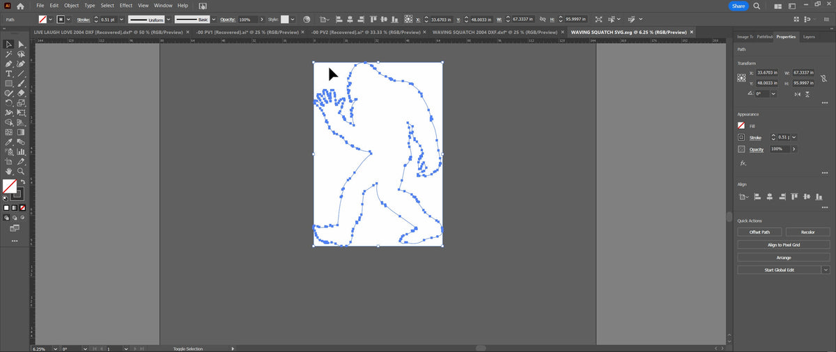 Giant 8 ft Waving Sasquatch Silhouette vector paths in design software (photo 8)