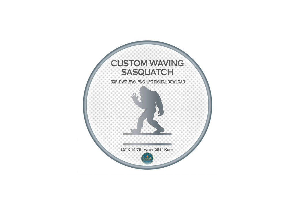 Waving Sasquatch Bigfoot DXF/SVG design preview with file details
