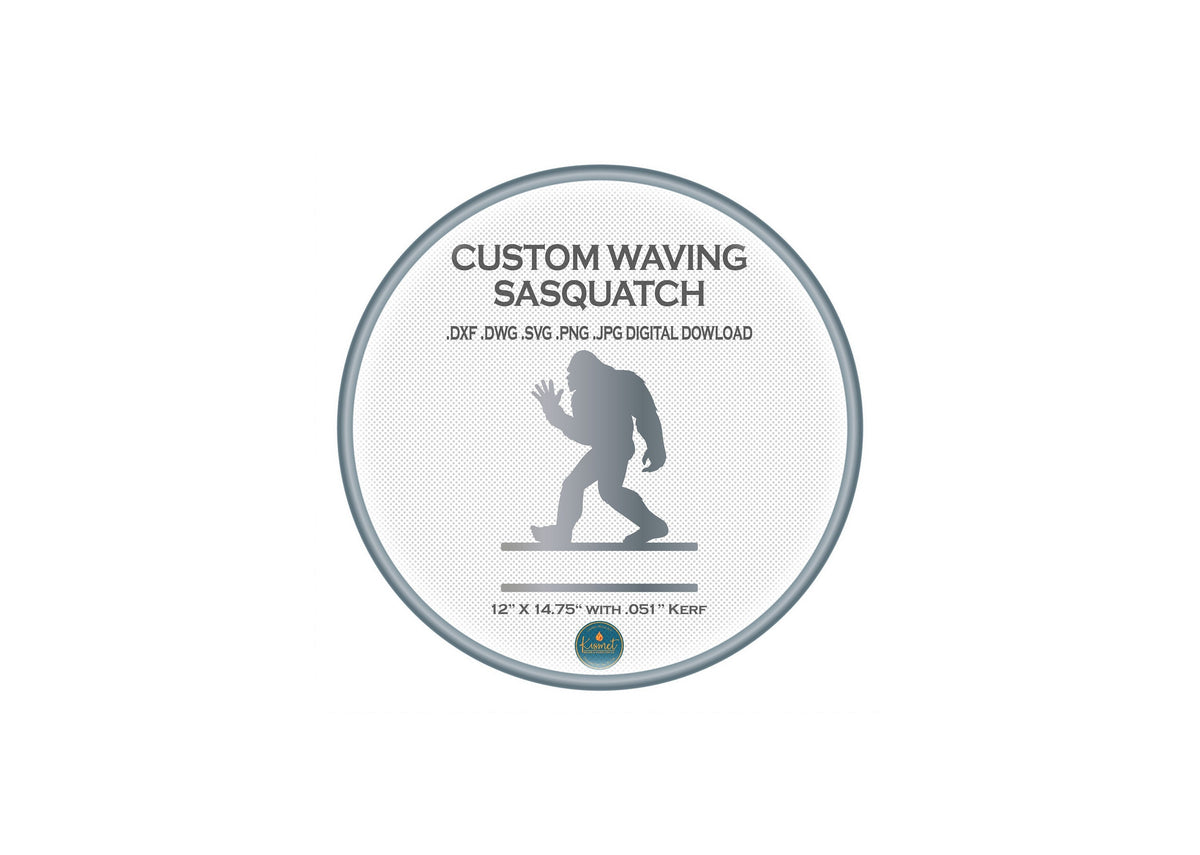 Waving Sasquatch Bigfoot DXF/SVG design preview with file details