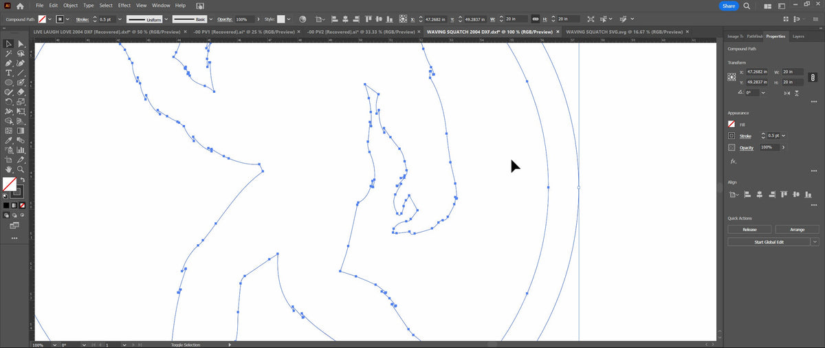 Waving Sasquatch Circle Sign vector paths in design software (photo 9)