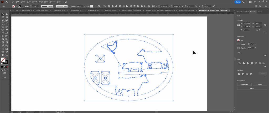Farm Animals Barn Oval Sign vector paths in design software (photo 6)
