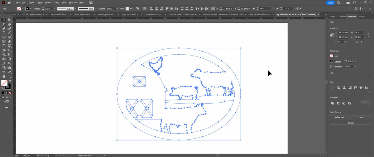 Farm Animals Barn Oval Sign vector paths in design software (photo 6)
