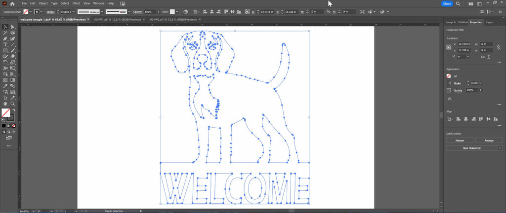 Beagle Welcome Sign vector paths in design software (photo 9)