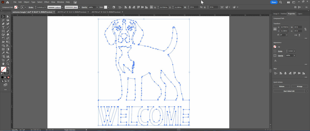 Beagle Welcome Sign vector paths in design software (photo 9)