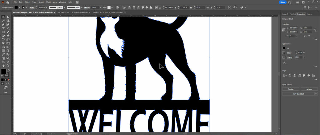 Beagle Welcome Sign vector paths in design software (photo 8)