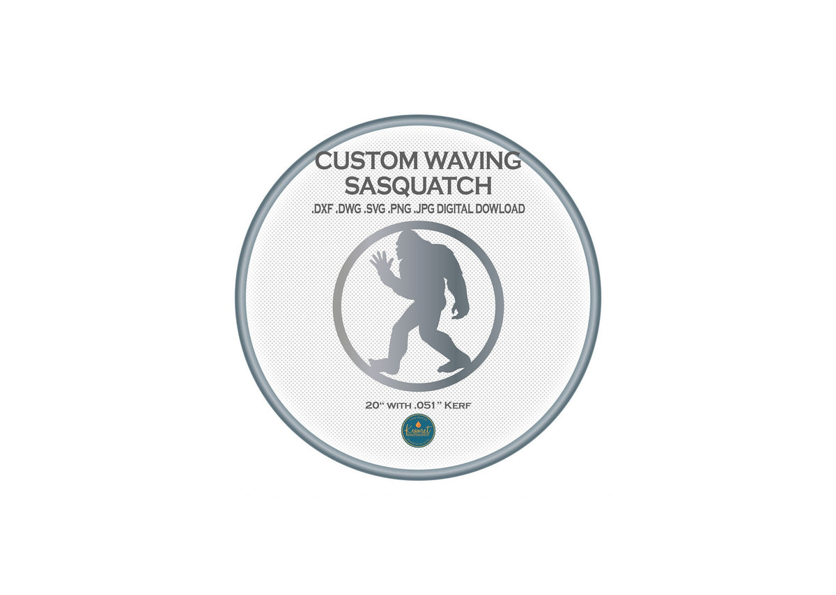 Waving Sasquatch Circle Sign DXF/SVG design preview with file details