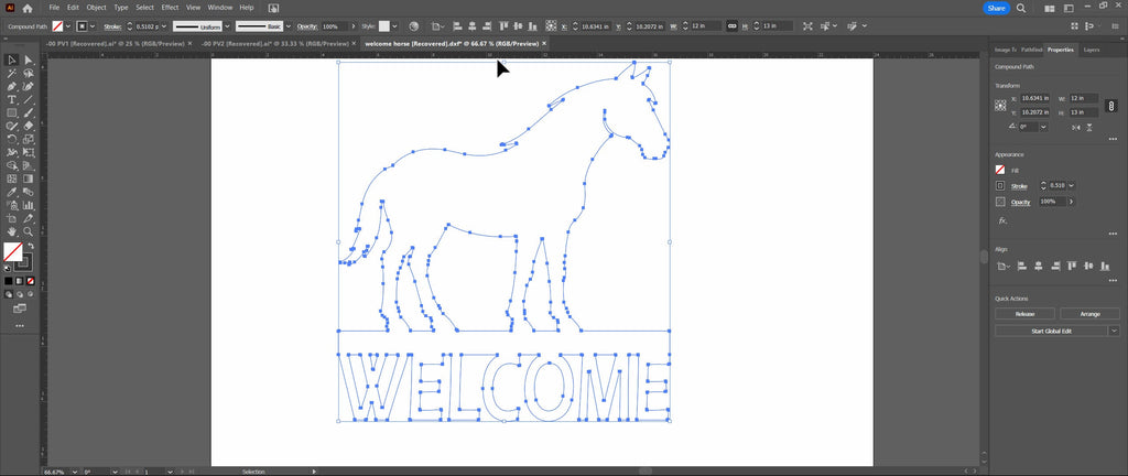 Horse Welcome Sign vector paths in design software (photo 7)