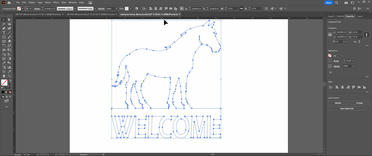 Horse Welcome Sign vector paths in design software (photo 7)
