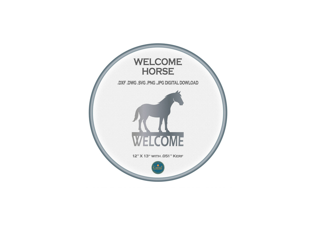 Horse Welcome Sign DXF/SVG design preview with file details