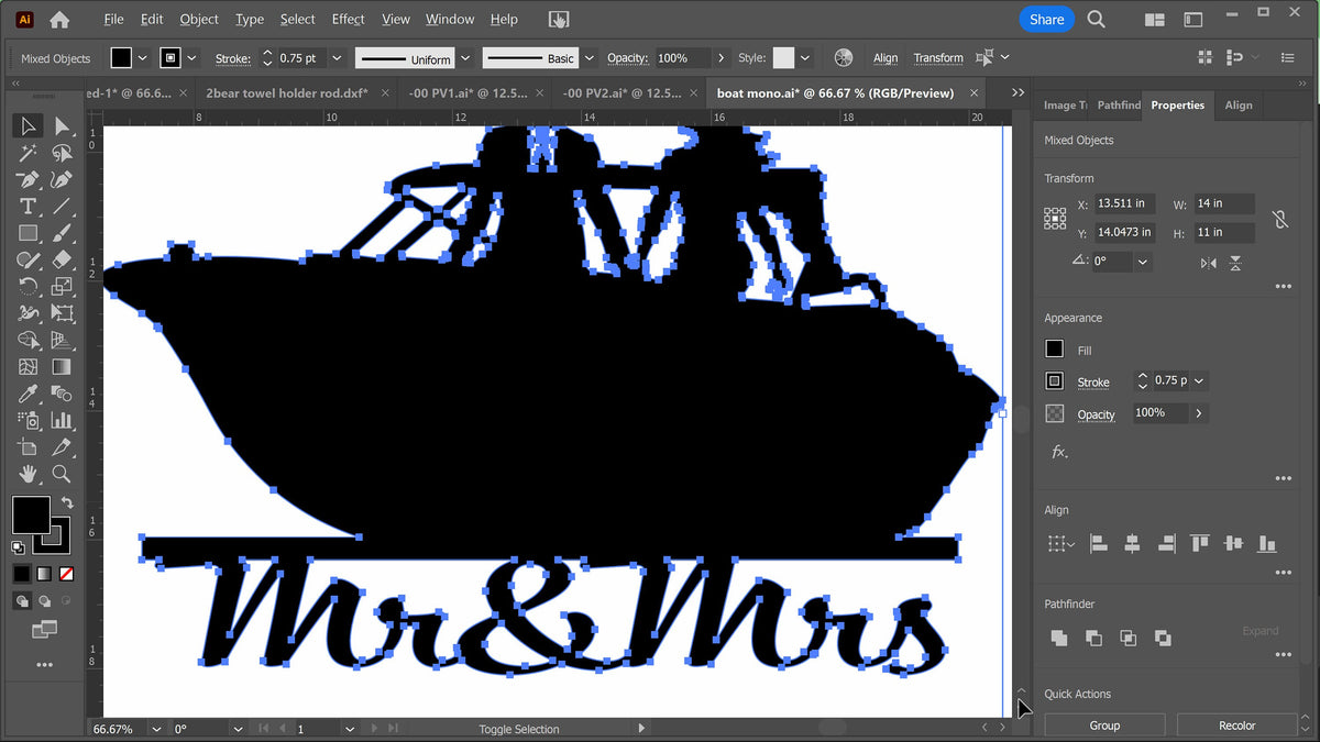 Mr and Mrs Wedding Sign vector paths in design software (photo 2)