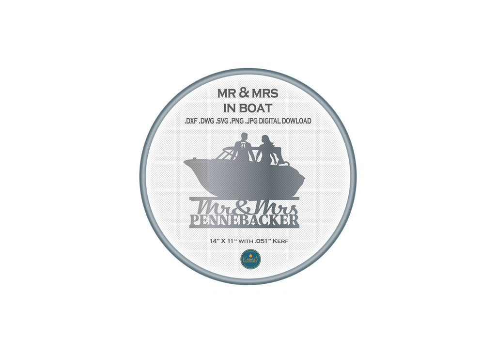 Mr and Mrs Wedding Sign DXF/SVG design preview with file details