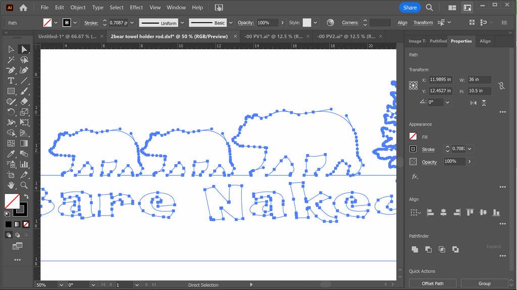 Bear Towel Bar vector paths in design software (photo 5)