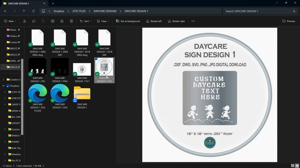 Custom Daycare Sign with Running Kids vector paths in design software