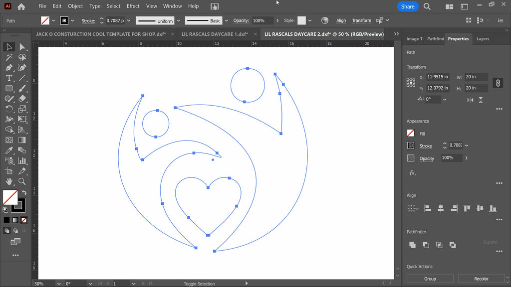 Custom Daycare Sign with Heart Emblem vector paths in design software (photo 5)