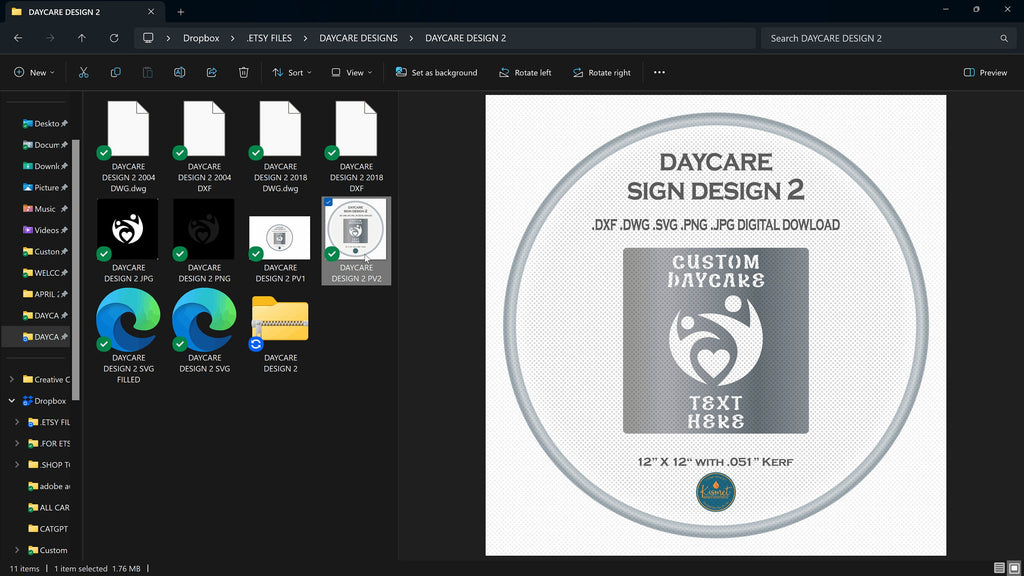 Custom Daycare Sign with Heart Emblem vector paths in design software (photo 3)