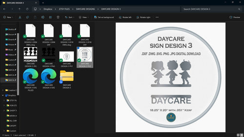Three Kids Holding Hands Daycare Name Sign vector paths in design software