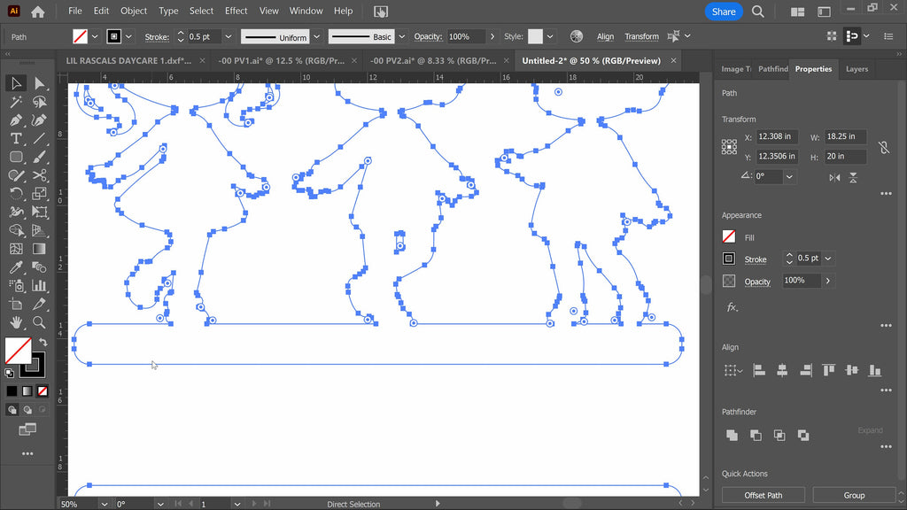 Three Kids Holding Hands Daycare Name Sign vector paths in design software (photo 4)