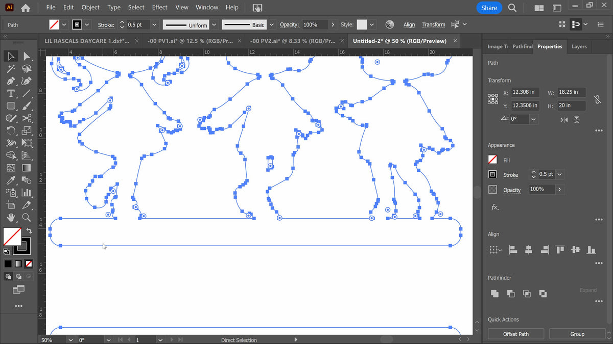 Three Kids Holding Hands Daycare Name Sign vector paths in design software (photo 4)