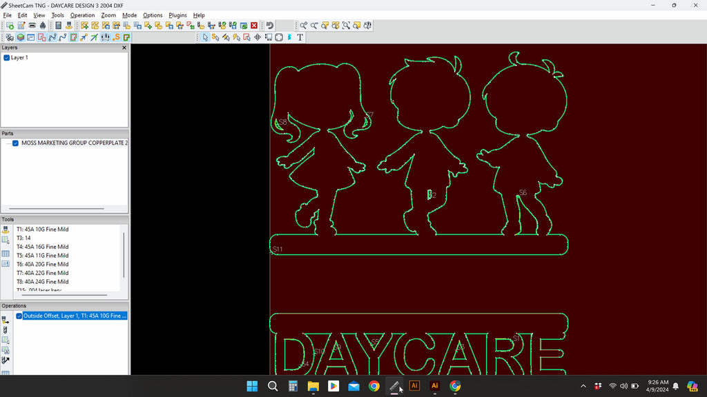 Three Kids Holding Hands Daycare Name Sign vector paths in design software (photo 8)