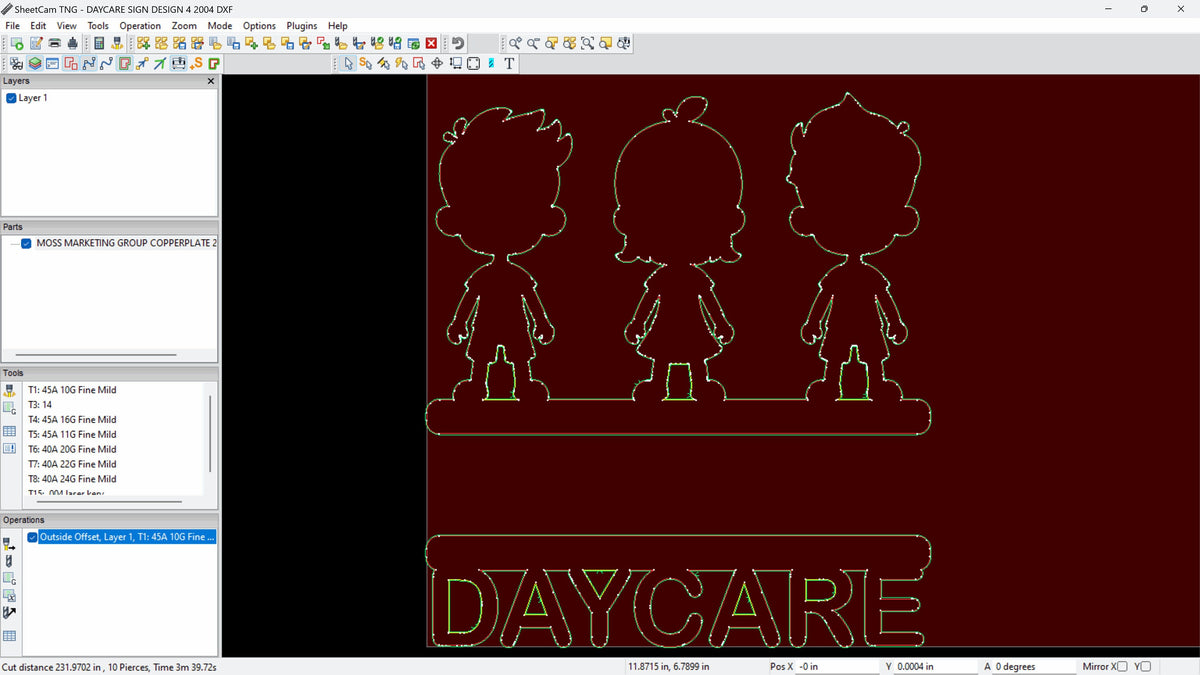 Three Kids Standing Daycare Name Sign vector paths in design software (photo 4)