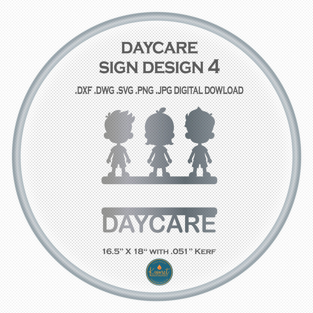 Three Kids Standing Daycare Name Sign DXF/SVG design preview with file details (photo 3)