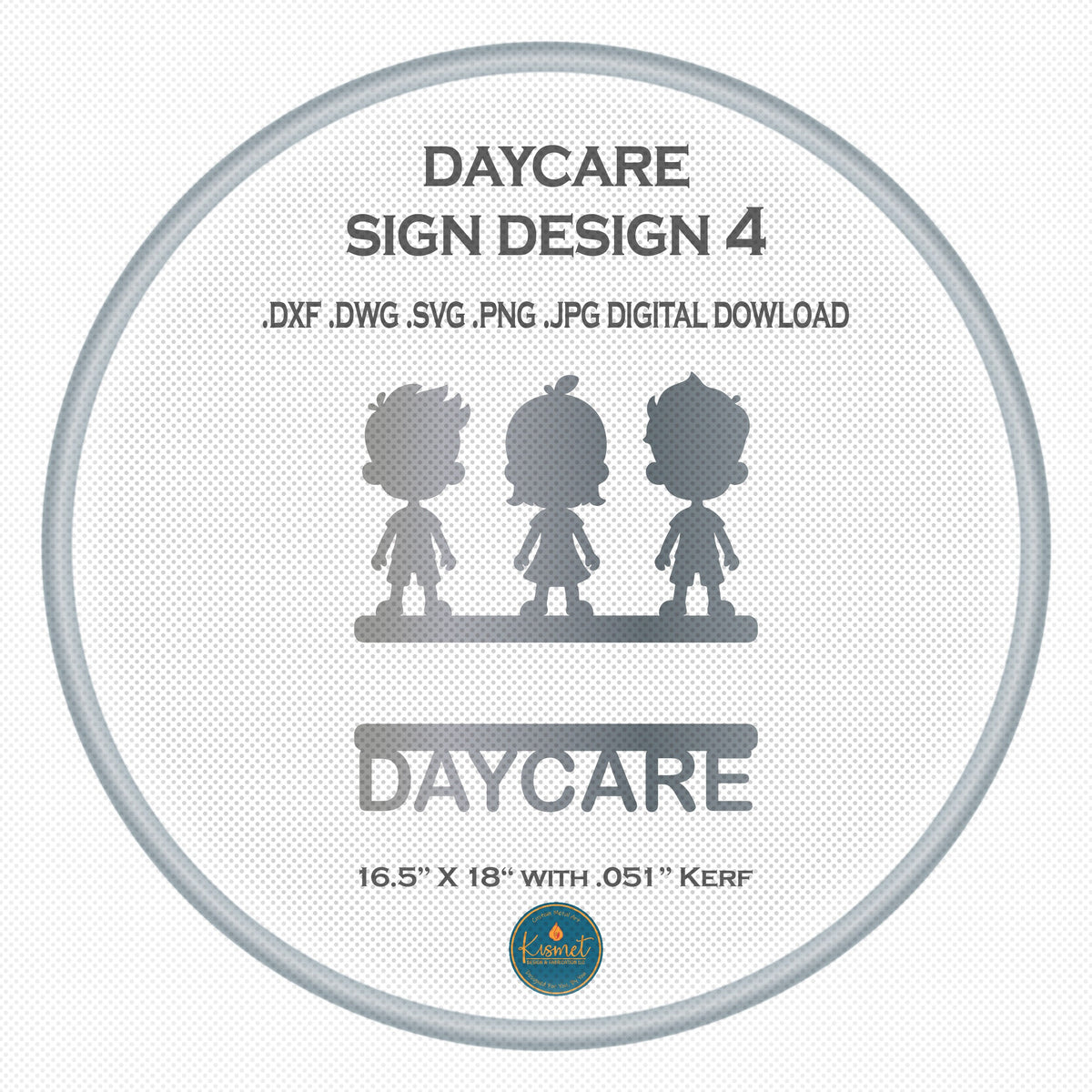Three Kids Standing Daycare Name Sign DXF/SVG design preview with file details (photo 3)
