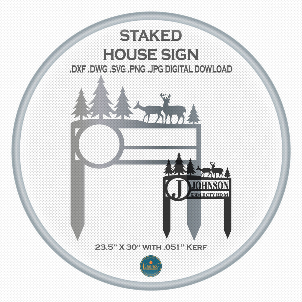 Staked Address Sign DXF/SVG design preview with file details (photo 3)