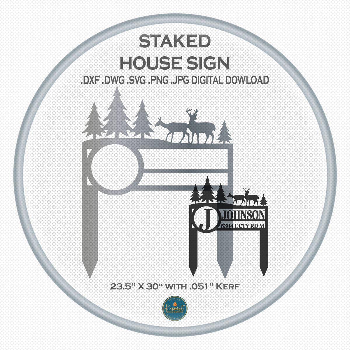 Staked Address Sign DXF/SVG design preview with file details (photo 3)