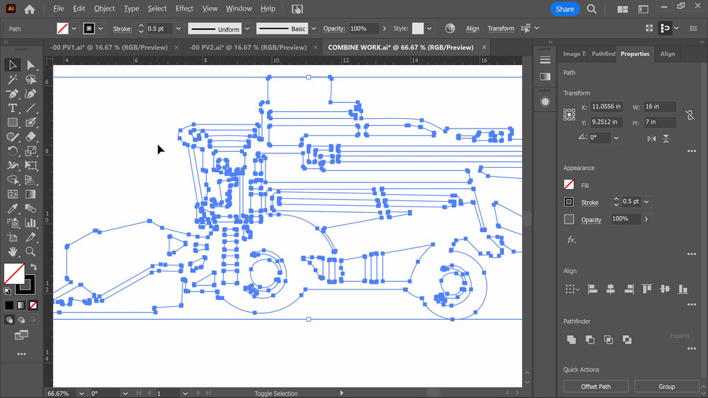 Combine and Tractor Sign vector paths in design software (photo 8)