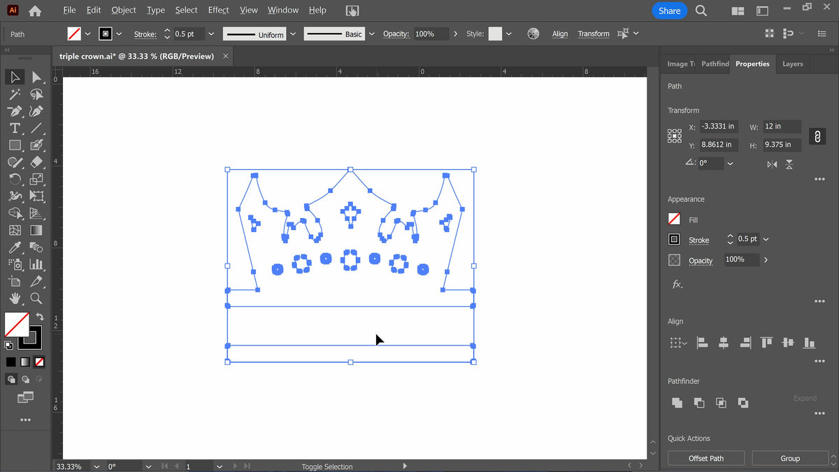 Princess Crown Name Sign vector paths in design software (photo 5)