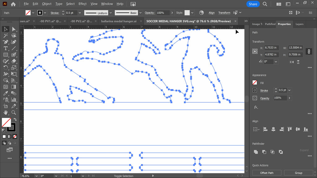 Soccer Medal Hanger vector paths in design software (photo 7)